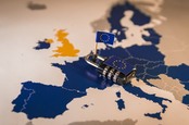 Map of Europe, with lock symbolizing GDPR