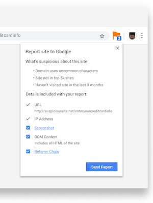 (Suspicious Site Reporter. Image: Google)