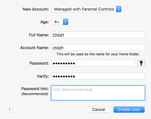Mac new user dialog