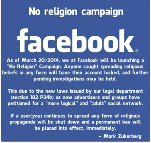 Facebook No Religion