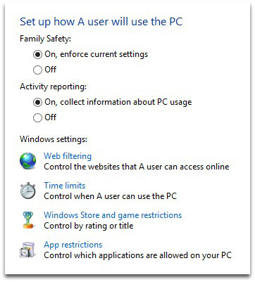 Set up family safety - Windows 8