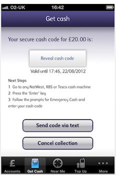 Natwest get cash feature in mobile banking app, credit screengrab iTunes
