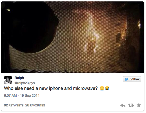 Twitter status iPhone 6 microwave