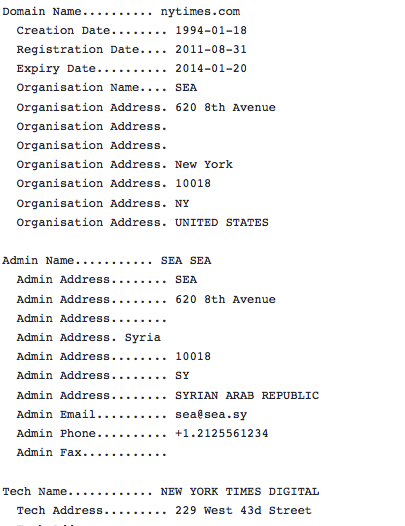 NY Times domain record