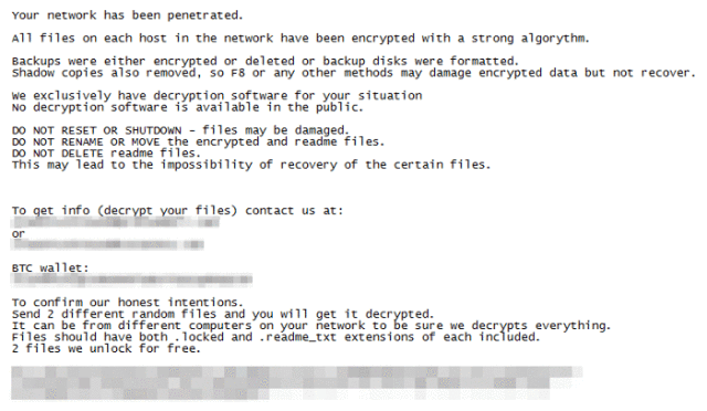 Bitpaymer ransom note