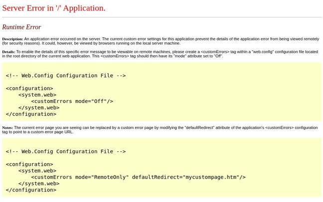 A screenshot of the Travelex UK site broken with a runtime error