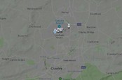 Gatwick Airport, as seen on Flight Radar 24 and pictured at 1600 GMT