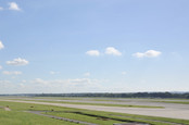 panoramic view of empty runway at gatwick airport 