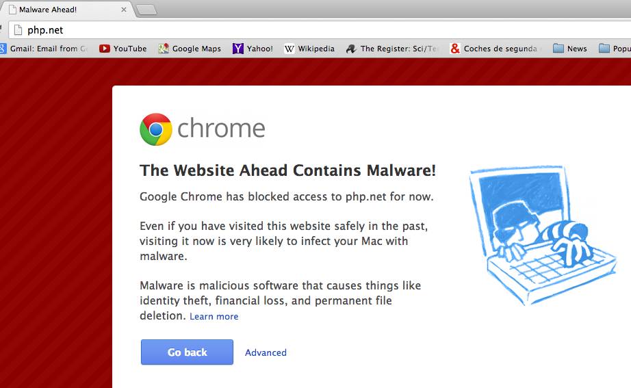 Google Chrome waring