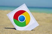 Chrome icon on sandy beach