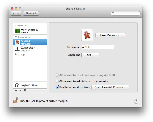 Enable parental controls