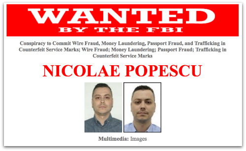 Nicolae Popescu Wanted by the FBI