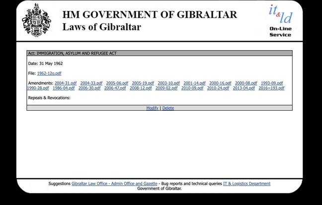 Gibraltar gov editable laws