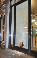 Damage to the Apple Store window