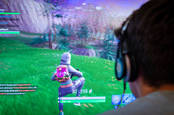 A gamer playing Fortnite