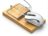 Mouse on mousetrap. Image courtesy of Shutterstock