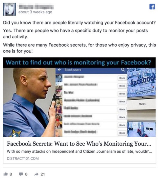 Facebook following me hoax